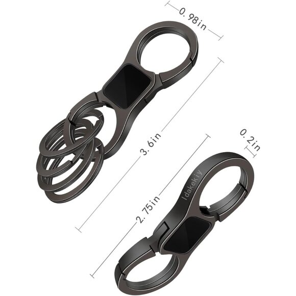 Key Chain Quick Release Spring with 4 Key Ring Heavy Duty Car Keychain Organizer - Picture 3 of 6